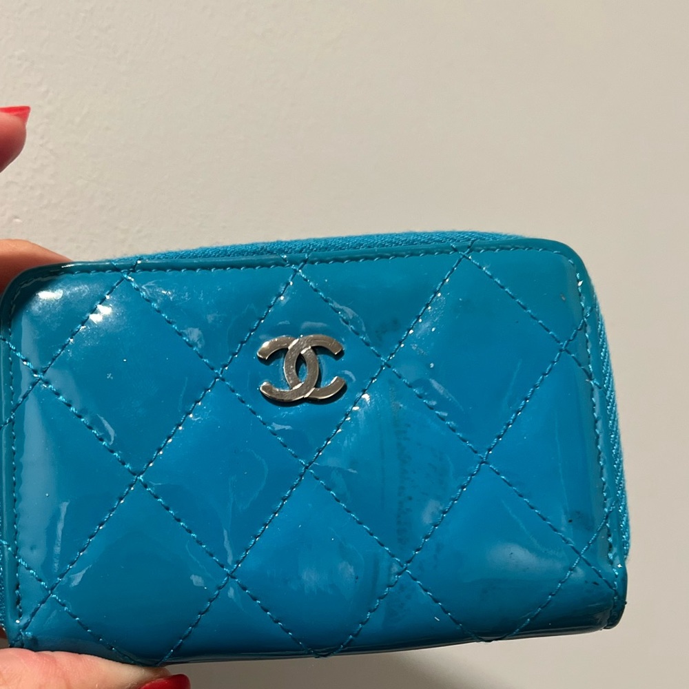 Chanel card wallet silver hardware